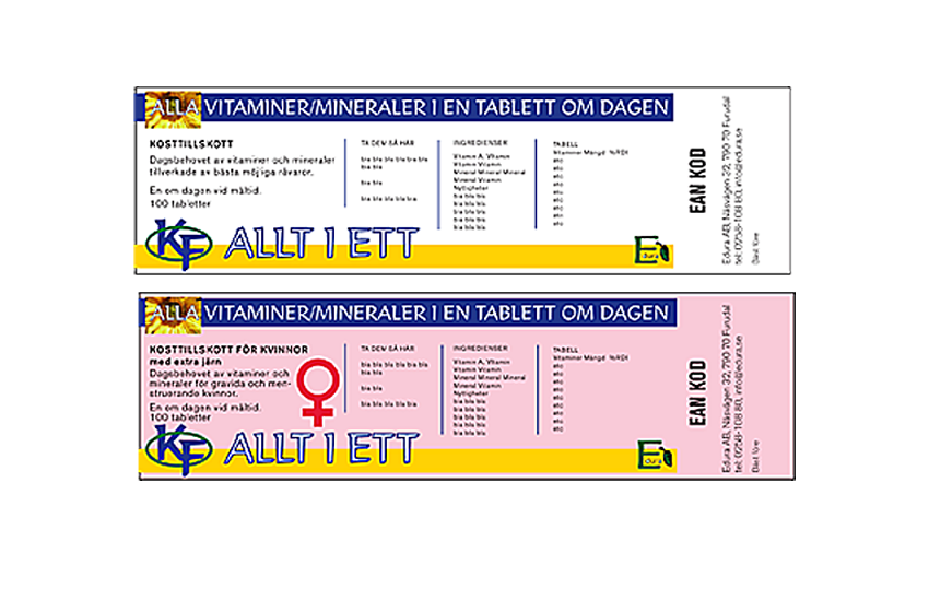 KF Vitaminer och Mineraler - produktdesign